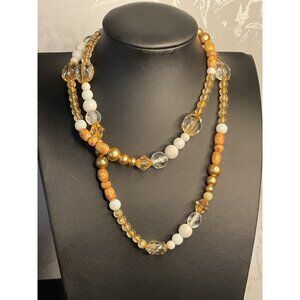 Vintage Beaded Necklace With Mixed Textures & Colors